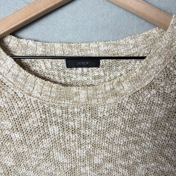 J. Crew Womens Cotton and Linen Blend Beige Lightweight Knit Relaxed Fit Sweater - Picture 3 of 11